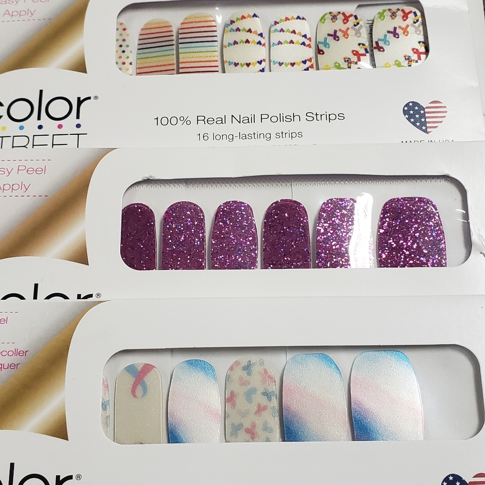 4 new packs of color street nail strips